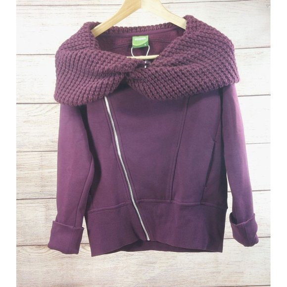 Women Warm Inclined Zipper Sweatshirt Hoodie High Neck Pocketed Jacket Outwear S - Picture 8 of 12